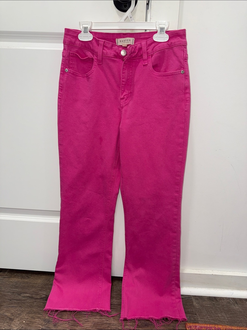 High-Rise Crop Jeans in Vibrant Hot Pink — Harper